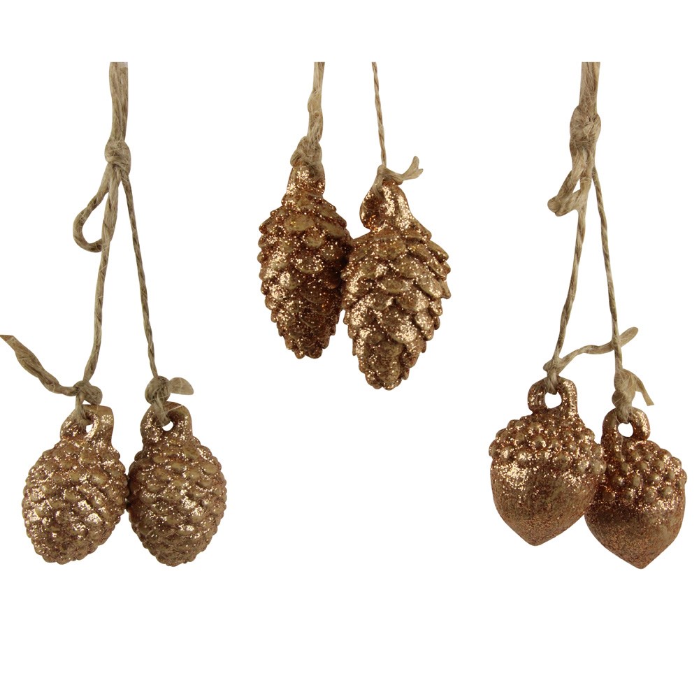 Christmas Gold Acorn Cone Pairs on String by Gisela Graham